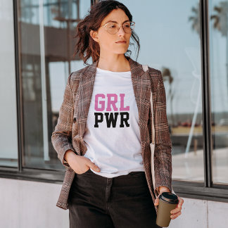 Meisje Power Roze Zwart Modern Feminist GRL PWR T-shirt