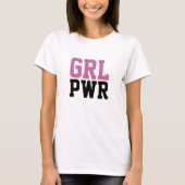Meisje Power Roze Zwart Modern Feminist GRL PWR T-shirt (Voorkant)