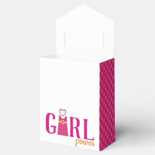 Meisje power schattige jurk roze geruite gestikte  bedankdoosjes (Geopend)
