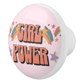 Meisje Power tekst ontwerp met sterren Keramische Knop (Rechts)