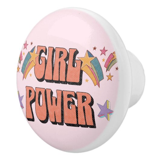 Meisje Power tekst ontwerp met sterren Keramische Knop (Rechts)