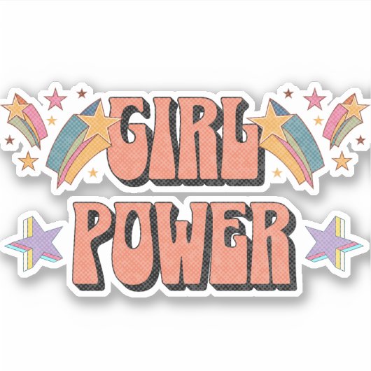 Meisje Power tekst ontwerp met sterren Sticker (Voorkant)
