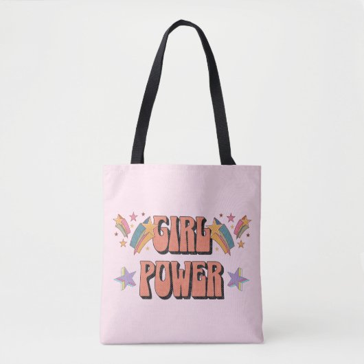 Meisje Power tekst ontwerp met sterren Tote Bag (Voorkant)