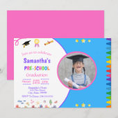 Meisje Pre-school Graduation Party uitnodiging (Voorkant / Achterkant)