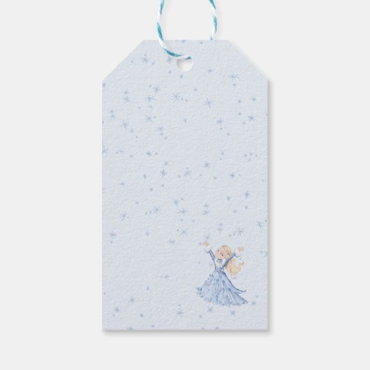 Meisje Prinses betoverd sneeuwvlok Kerstmis Cadeaulabel (Achterkant)