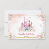 Meisje Prinses Koninklijk Kasteel 5e verjaardag Bedankkaart (Voorkant)