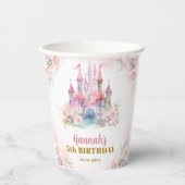Meisje Prinses Koninklijk Kasteel vijfde verjaarda Papieren Bekers (Voorkant)