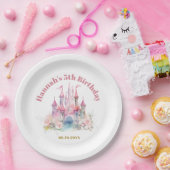 Meisje Prinses Koninklijk Kasteel vijfde verjaarda Papieren Bordje (Feest)