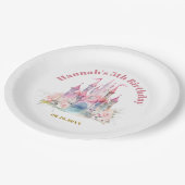 Meisje Prinses Koninklijk Kasteel vijfde verjaarda Papieren Bordje (Gekanteld)