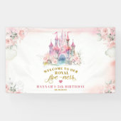 Meisje Prinses Koninklijk Kasteel vijfde verjaarda Spandoek (Horizontaal)