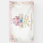 Meisje Prinses Koninklijk Kasteel vijfde verjaarda Spandoek (Verticaal)