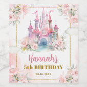 Meisje Prinses Koninklijk Kasteel vijfde verjaarda Wijn Etiket (Enkel label)