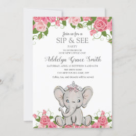 Meisje Prinses Tiara Olifant Roze Bloem Sip See Kaart