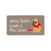 Meisje pug hond naam school boek labels (Voorkant)