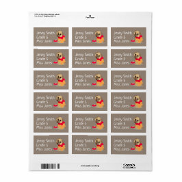 Meisje pug hond naam school boek labels