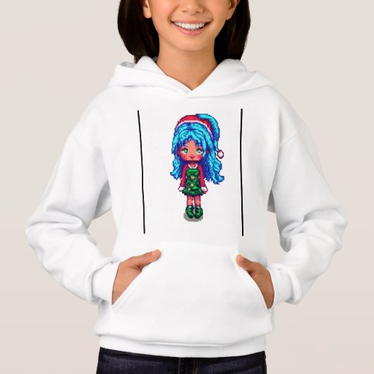Meisje pullover Hoodie Blauw haar meisje (Voorkant)