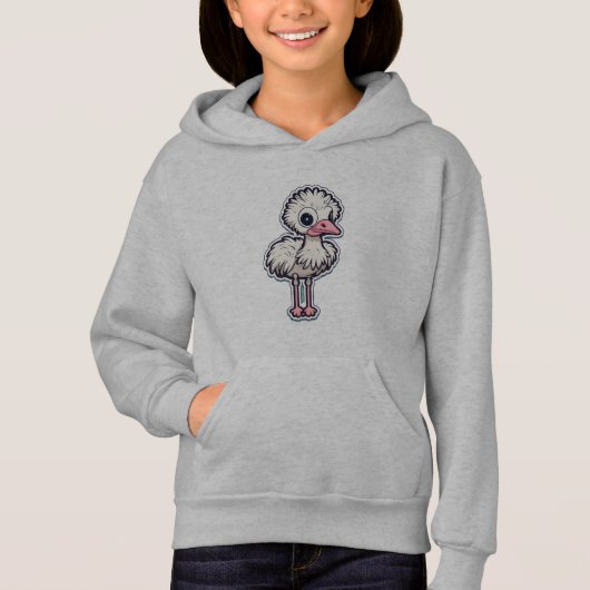 Meisje Pullover Hoodie met Schattigee struisvogel (Voorkant)