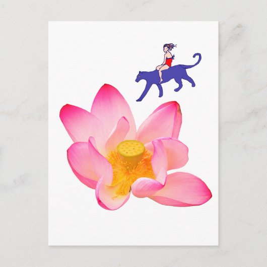 Meisje, Puma en Lotus Briefkaart (Voorkant)