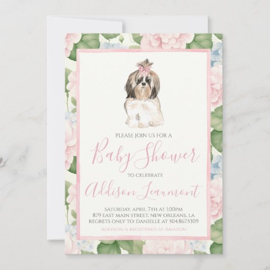 Meisje Puppy Dog Baby shower Kaart (Voorkant)