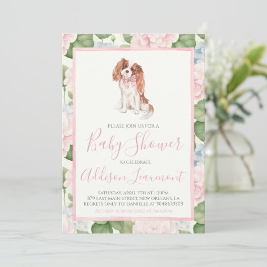 Meisje Puppy Dog Baby shower Kaart (Staand voorkant)