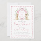 Meisje Puppy Hond Baby Shower Preppy Roze Gingham Kaart (Voorkant)