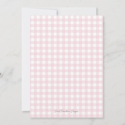 Meisje Puppy Hond Baby Shower Preppy Roze Gingham Kaart (Achterkant)