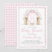 Meisje Puppy Hond Baby Shower Preppy Roze Gingham Kaart (Voorkant / Achterkant)