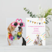 Meisje puppy Verjaardag Party foto Uitnodiging (Staand voorkant)