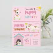 Meisje Puppy Verjaardag Pawty Kaart (Staand voorkant)