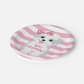 Meisje Puppy Verjaardagsfeestje Papieren Bordje (Gekanteld)