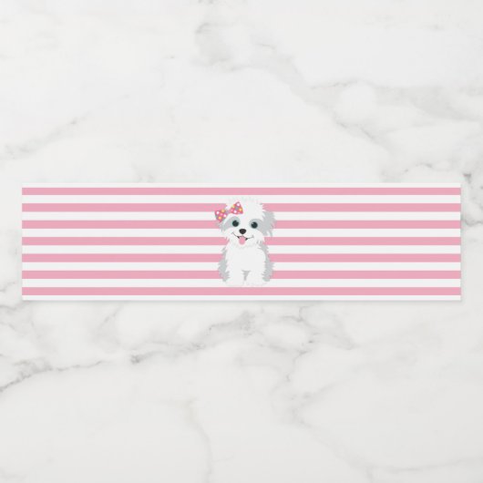 Meisje Puppy Verjaardagsfeestje Waterfles Label Waterfles Etiket (Enkel label)