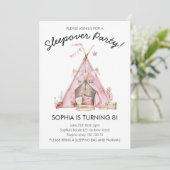 Meisje pyjama party glamping tent logeerpartij ver kaart (Staand voorkant)