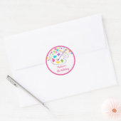 Meisje Rainbow Art Party Verjaardag Ronde Sticker (Envelop)