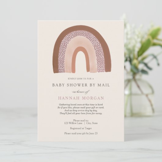 Meisje Rainbow Baby shower per Mail uitnodiging (Staand voorkant)