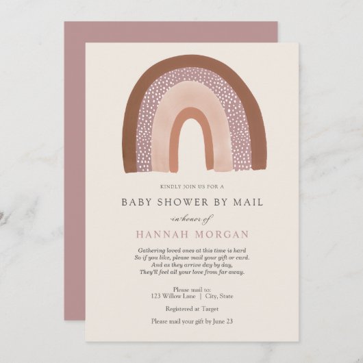 Meisje Rainbow Baby shower per Mail uitnodiging (Voorkant / Achterkant)