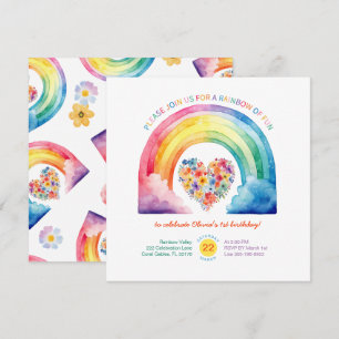 Meisje Rainbow Cloud Verjaardag Uitnodiging