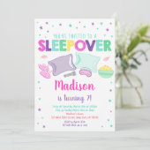 Meisje Rainbow Sleepover Slumber Party Verjaardag Kaart (Staand voorkant)