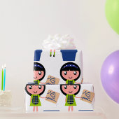 Meisje Recycling Pizza Box Fun Eco-vriendelijk Cadeaupapier