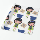 Meisje Recycling Pizza Box Fun Eco-vriendelijk Cadeaupapier (Uitgerold)