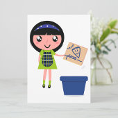 Meisje Recycling Pizza Box Fun Eco-vriendelijk Kaart