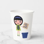 Meisje Recycling Pizza Box Fun Eco-vriendelijk Papieren Bekers (Voorkant)