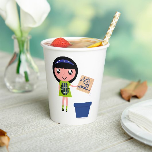 Meisje Recycling Pizza Box Fun Eco-vriendelijk Papieren Bekers