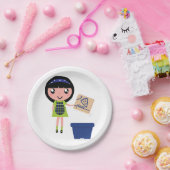 Meisje Recycling Pizza Box Fun Eco-vriendelijk Papieren Bordje (Feest)