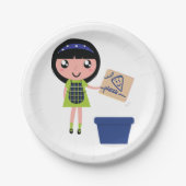 Meisje Recycling Pizza Box Fun Eco-vriendelijk Papieren Bordje (Voorkant)