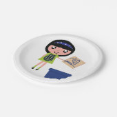 Meisje Recycling Pizza Box Fun Eco-vriendelijk Papieren Bordje (Gekanteld)