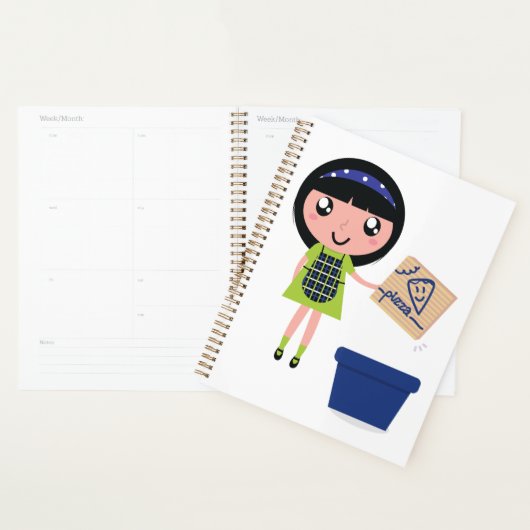 Meisje Recycling Pizza Box Fun Eco-vriendelijk Planner (Display)