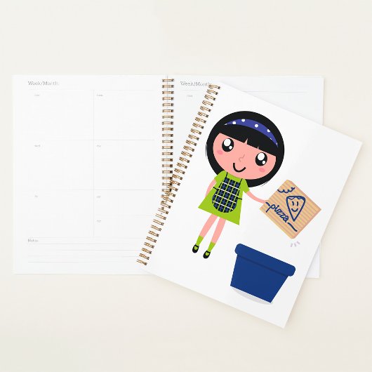Meisje Recycling Pizza Box Fun Eco-vriendelijk Planner