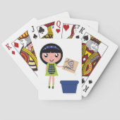 Meisje Recycling Pizza Box Fun Eco-vriendelijk Pokerkaarten (Achterkant)