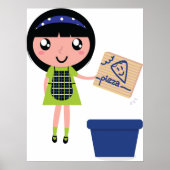 Meisje Recycling Pizza Box Fun Eco-vriendelijk Poster (Voorkant)