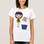 Meisje Recycling Pizza Box Fun Eco-vriendelijk T-shirt (Voorkant)